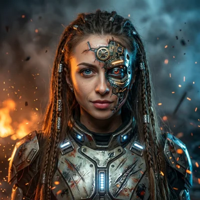 Cyborg Warrior Half Face