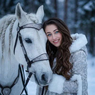 Winter Royalty with White Horse