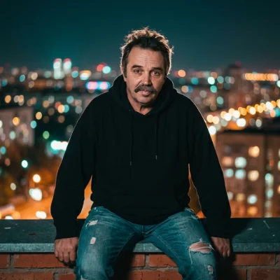 Rooftop Night Cityscape Portrait