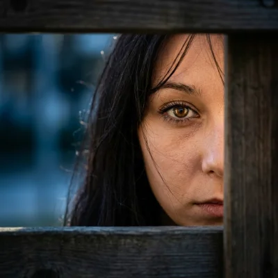 Half Face Hidden Peek Portrait
