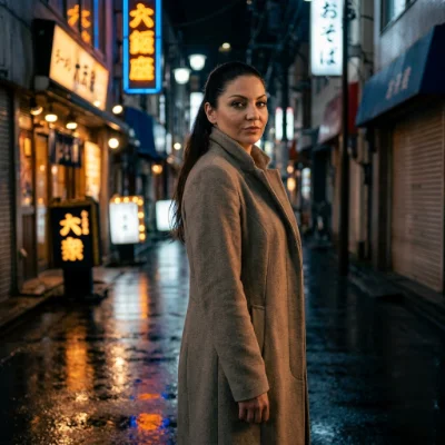 Tokyo Rain Neon Overcoat
