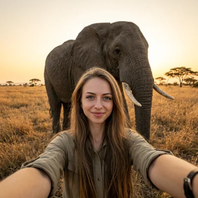 Serengeti Elephant Safari Selfie
