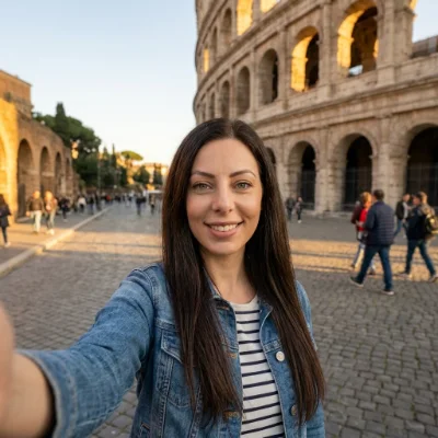 Rome Colosseum Golden Hour Selfie