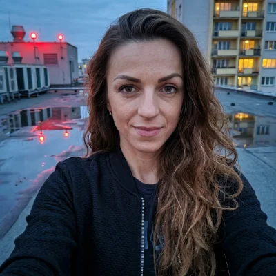 City Rooftop Blue Hour Selfie