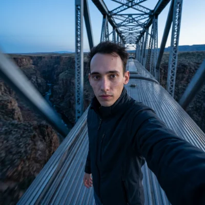 Train Bridge Canyon Selfie