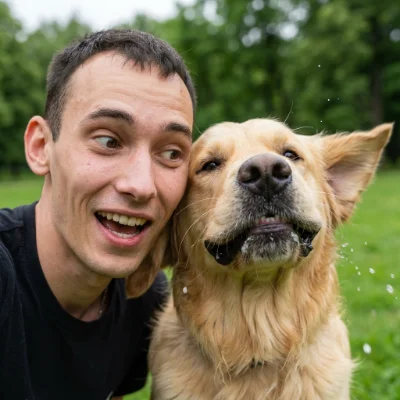 Golden Retriever Head-Shake Fail Selfie