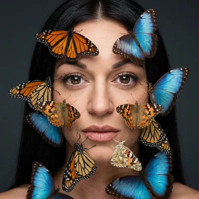 Butterfly Covered Face Portrait