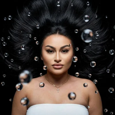 Zero Gravity Water Droplets Portrait
