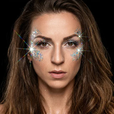 Holographic Glitter Cheekbone Portrait